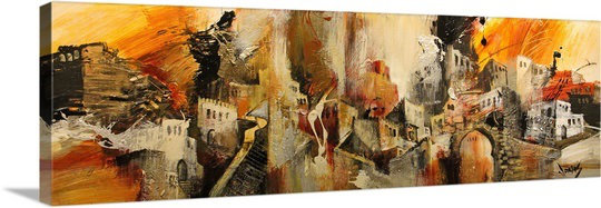 « méditerranéennes souvenirs ix », impression, H 12 po x l 36 po x p 1,5 po, Toile