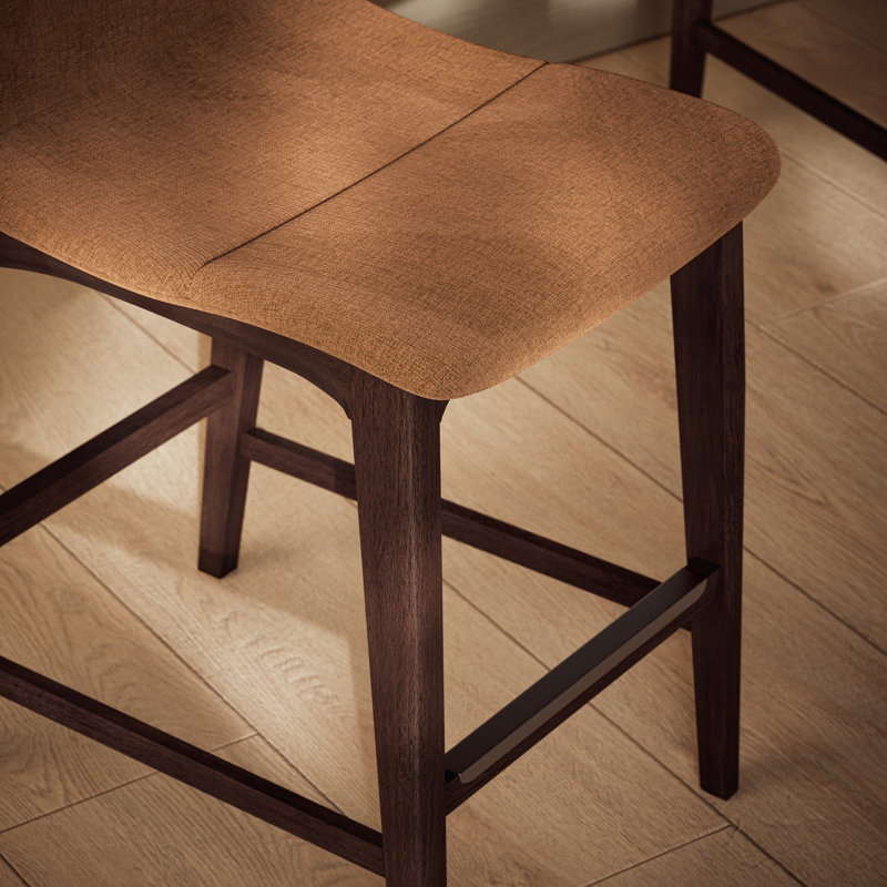 Modern Brazilian - Godan Stool, Jackpot Terracotta Seat/Nogal Frame, Counter Stool (25.25” Seat Height)