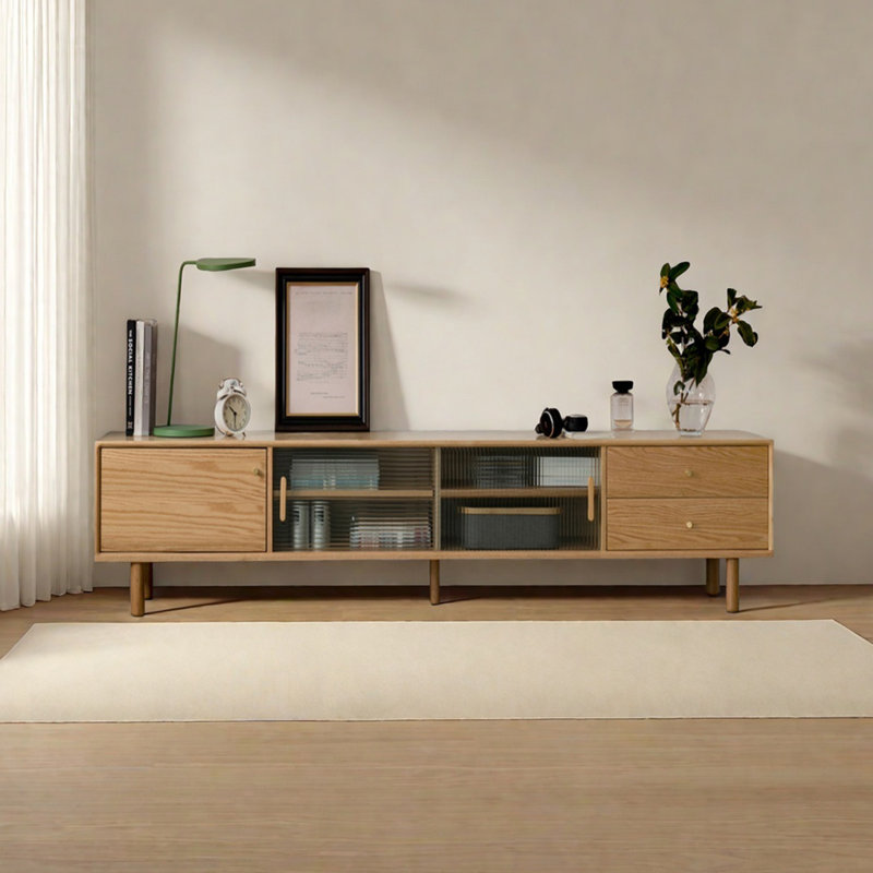 Meuble télé moderne et simple en chêne, 78.74"