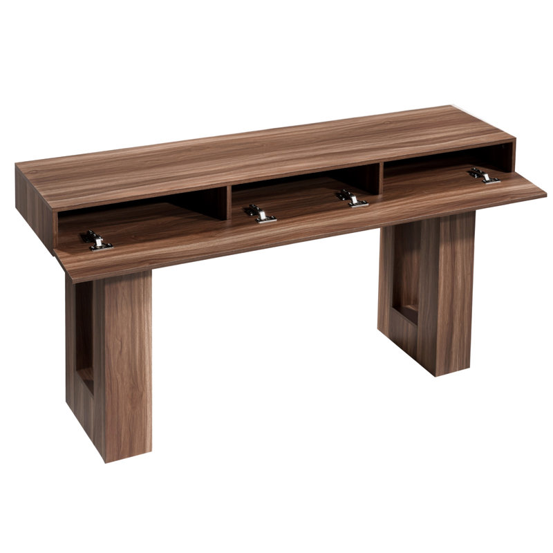 63 in Console Table, Farmhouse Desk Behind the Couch, Wooden Rectangle Entrance Desk, Narrow Long Sofa Table Accent Stand for Hallway, Bedroom, Living Room, Foyer, Easy Assembly, Brown