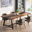 Table de salle à manger pour 8 personnes, table de cuisine rectangulaire en bois de 70,87 pouces avec structure en métal solide, grande table de salle à manger industrielle pour grande famille (brun rustique)