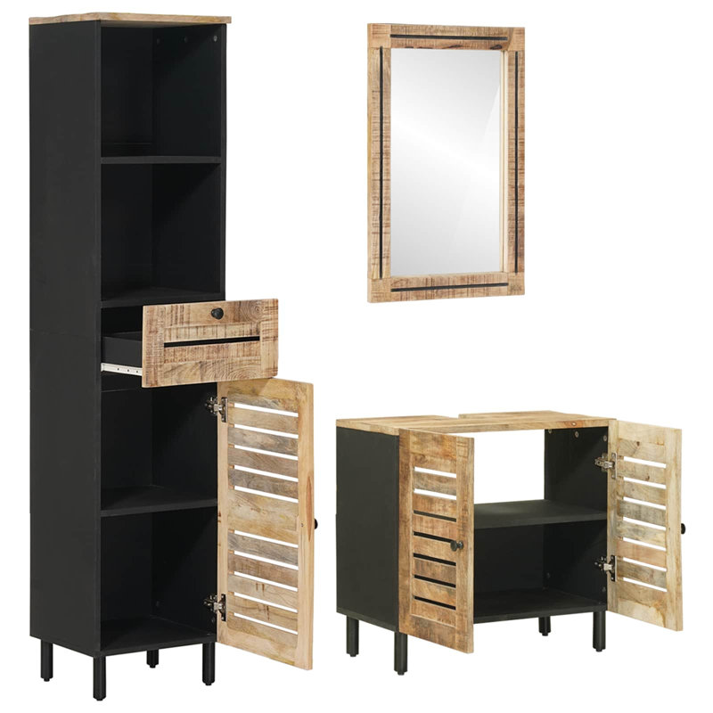 Solid Wood Bathroom Storage Furniture Set
