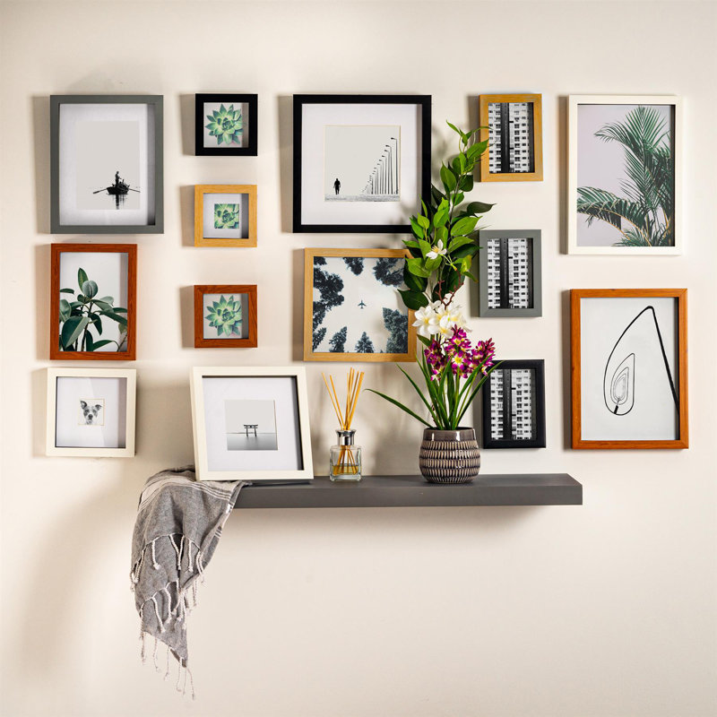 Nicola Spring - 3D Box Photo Frames - Mount, White/White, 22.5cm H x 22.5cm W x 3.5cm D