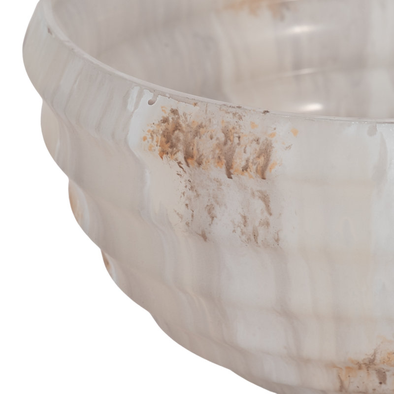 Handmade Glass Decorative Bowl, 7" H x 9" W x 9" D, Ivory