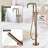 Single-Handle Freestanding Tub Faucet Floor Mount Bathtub Filler with Hand Shower-103063617