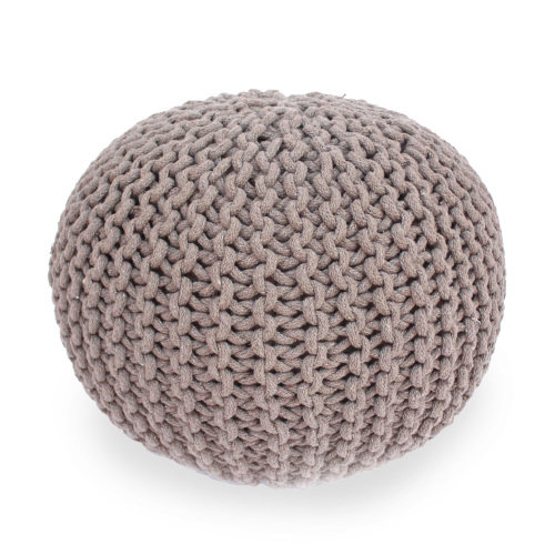 Pouf rond en coton 20 x 20 Moro, Brun