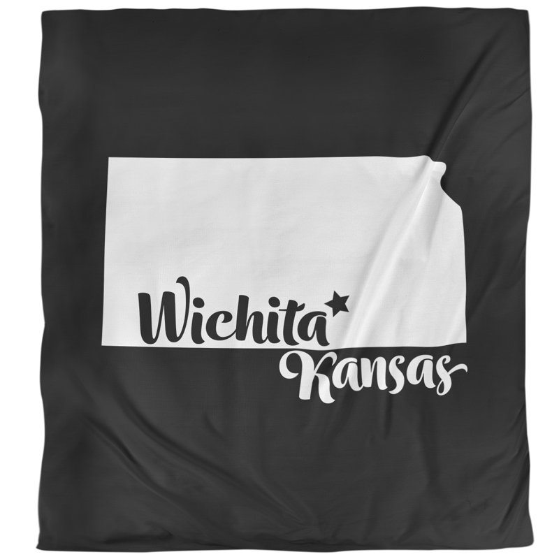 Housse de couette simple wichita Kansas, Microfibre, Housse de couette pour grand lit, Noir