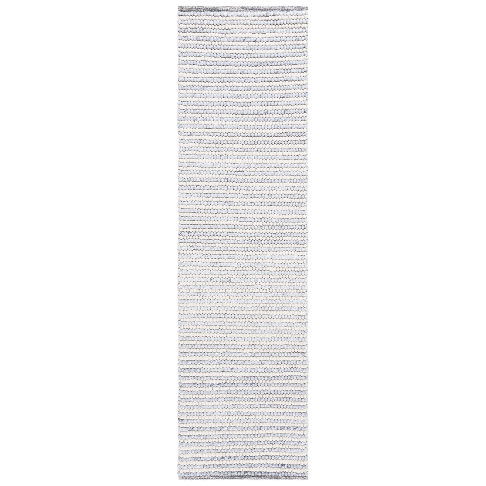 Cleodora Ivory Blue Hand-Woven Striped Rug, Runner 2'3" x 11'