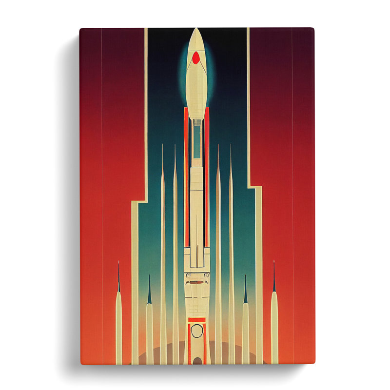 Art Deco Spaceship Art No.4 - Wrapped Canvas, 60cm H x 40cm W x 3cm D