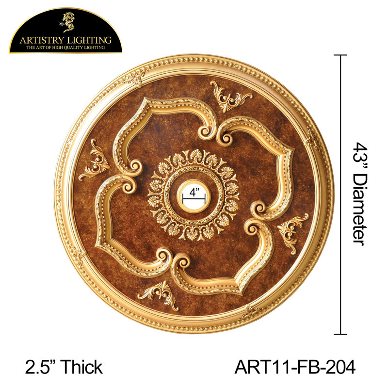 Motif de marbre rond rond doré de 43 po