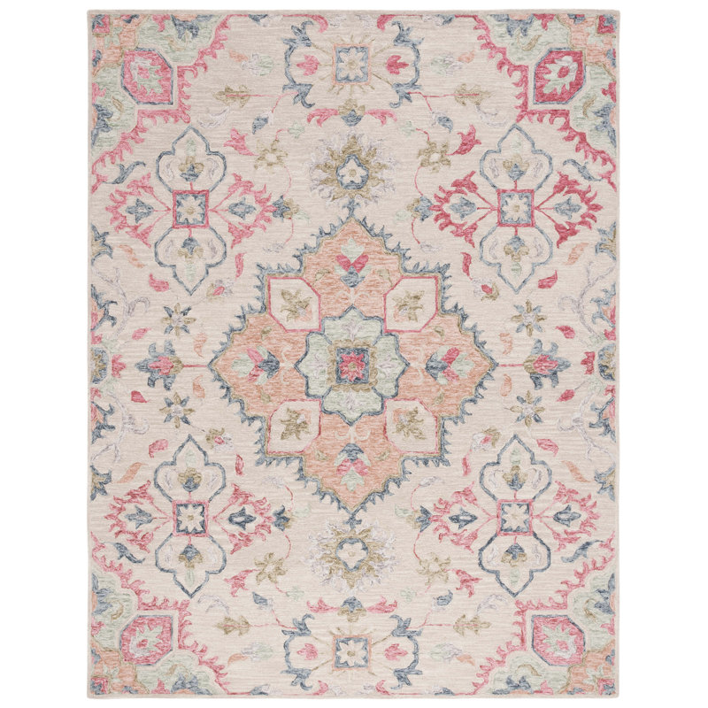 Metro Hand Tufted Wool/Cotton/Latex Oriental Rug in Red/Beige, Rectangle 8' x 10'