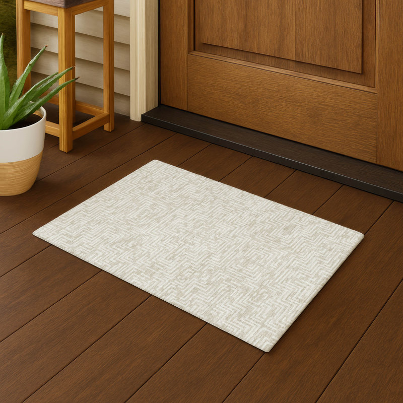 Machine Washable Indoor/Outdoor Chantille ACN2664 Geometric Rug, 1'8" x 2'6", Beige