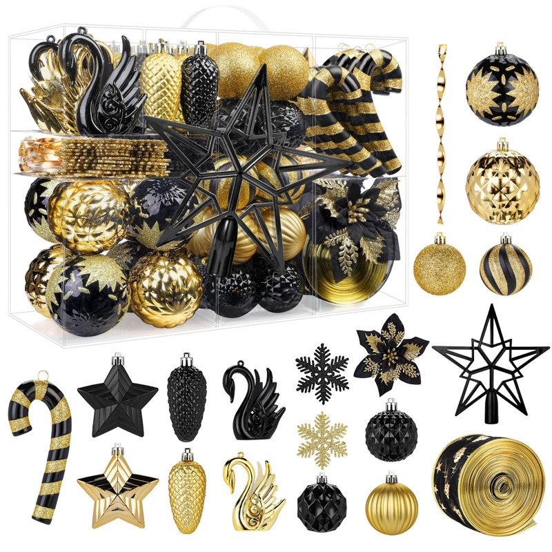 Holiday Shaped Ornament, Gold/Black