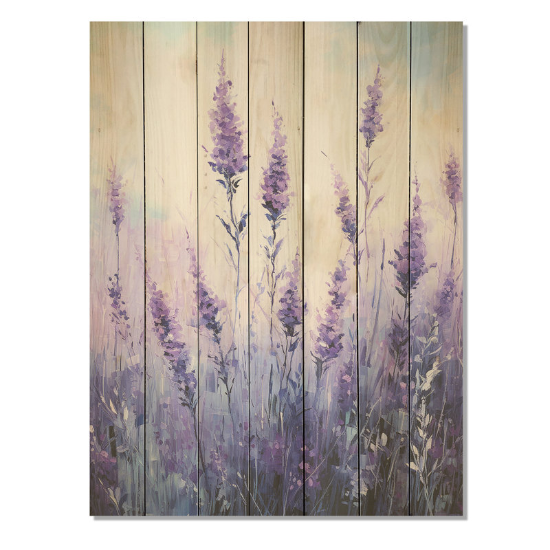 Lavande sérénité III - Herbes florales sur bois, H 20 po x l 10 po