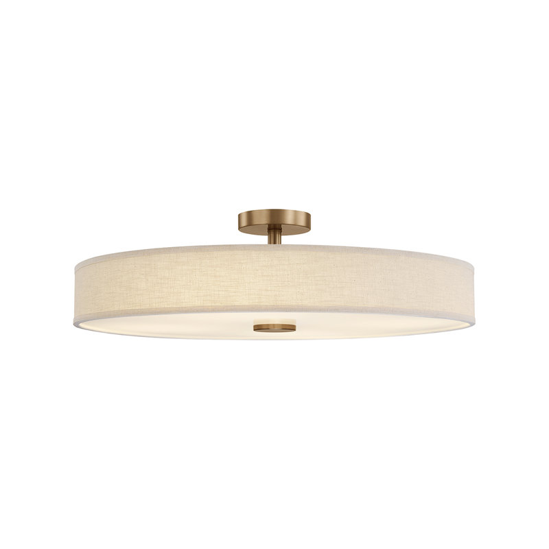 Textile - Tambour à profil bas DEL semi-encastré Genova - l 36 po x H 10,75 po - Lin crème, L 36 po x H 10,75 po, Lin crème