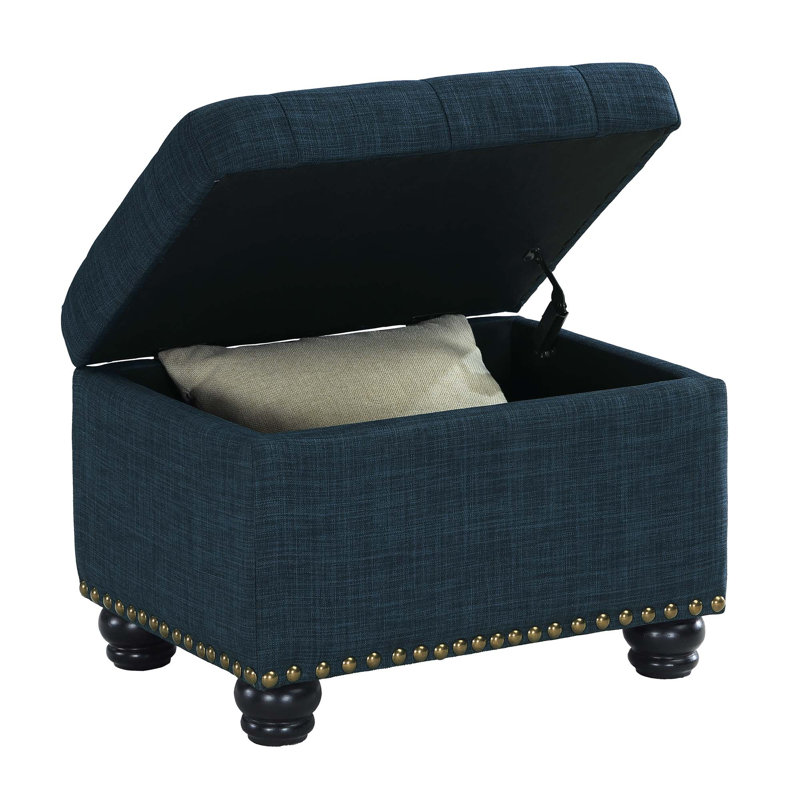 Repose-pieds avec rangement Frontenac, Tissu bleu foncé