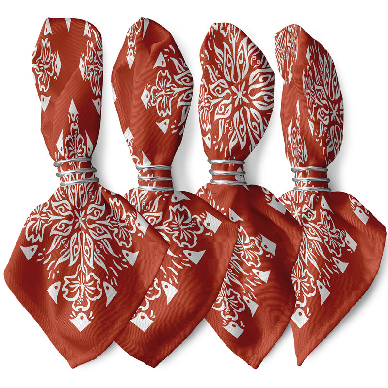 Chickeinno Polyester Geometric Square Napkin, Orange