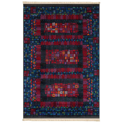 Vibrant Pixelated Tribal Geometric Area Rug