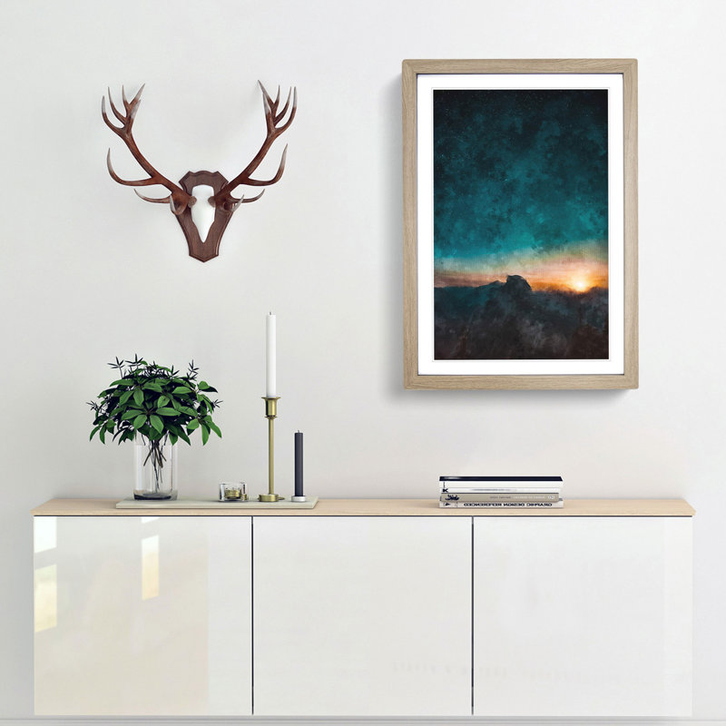 Stars Above California Painting - Framed Print, 45cm H x 33cm W x 2cm D, Oak Framed