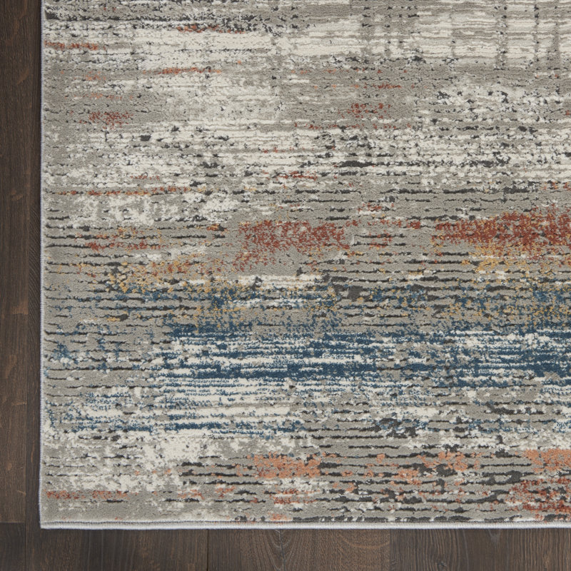 Tapis abstrait gris, Rectangle 7 pi 10 po x 10 pi 6 po