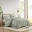Ensemble de couette 3 pièces en coton, couleur sauge, pour lit double/queen-136110675