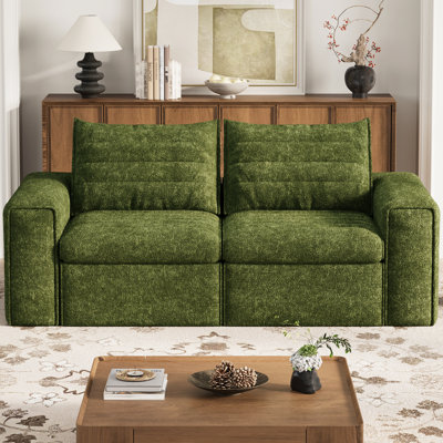 Boneless 77" Cloud Loveseat Sofa, Deep Seat Couch with Pillows, Modern Comfortable Upholstery Boneless Sofa, 1 Piece for Living Room, Bedroom, Apartment, Removable Cover,No Assembly Required