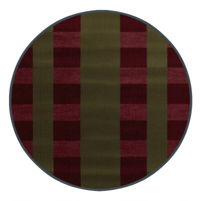 Machine Washable Checkered Brown Area Rug