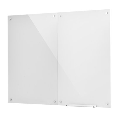 Ensemble de 2 tableaux effaçables à sec en verre, 35,4 x 23,6 po, tableaux blancs magnétiques avec fixation murale, surface en verre trempé sans cadre, comprend des marqueurs, des aimants et une gomme à effacer pour le bureau, la salle de classe ou la maison