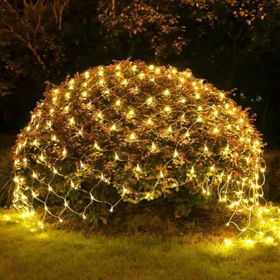 Filet d'extérieur en filet, 200 lumières DEL de Noël extérieures de 9,8 pi x 6,6 pi imperméables, lumière de brousse pour décoration de sapin, haie de jardin et patio (blanc chaud)