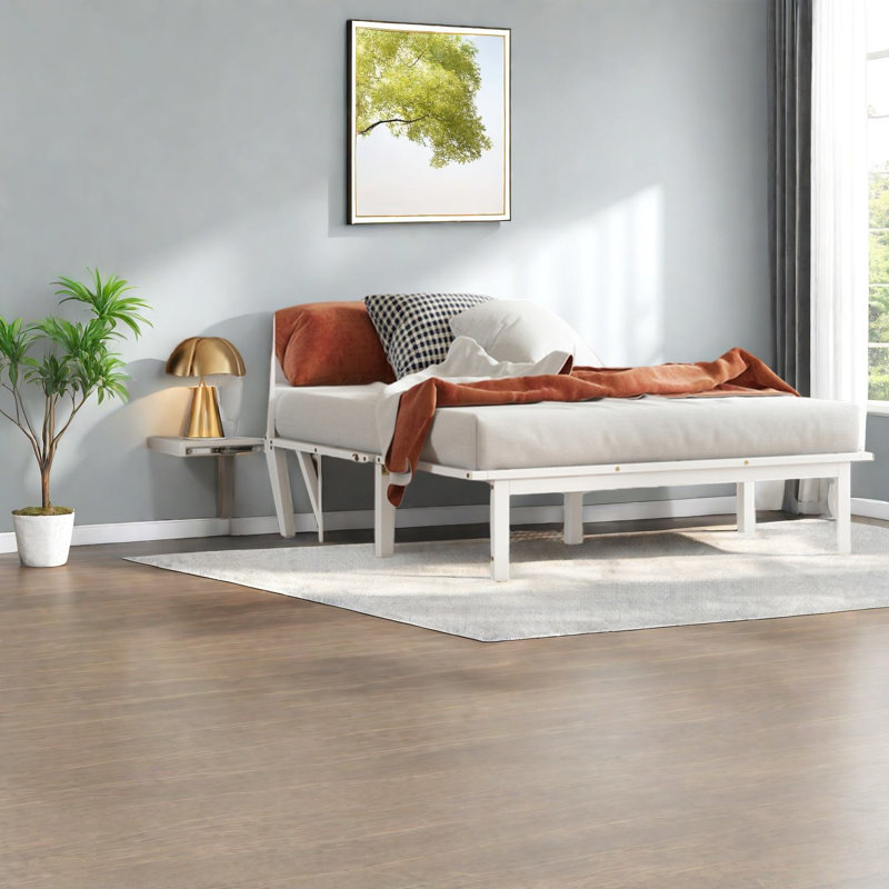 Lit escamotable en bois massif peu encombrant avec USB, solution de maison multifonctionnelle moderne