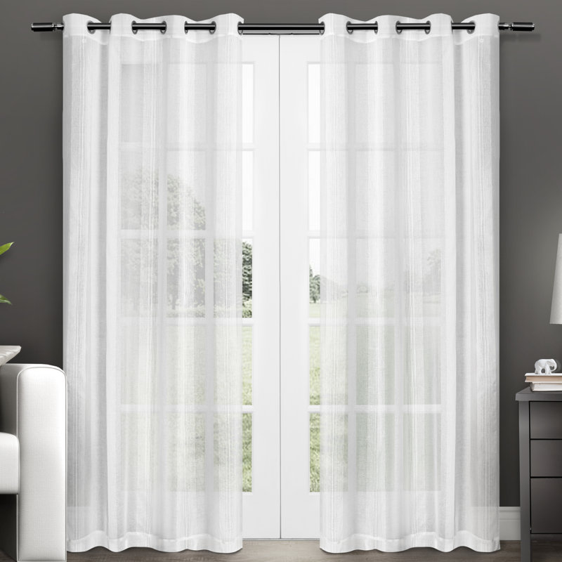 Gabbie Sheer Curtain Pair, 50" W x 84" L, White