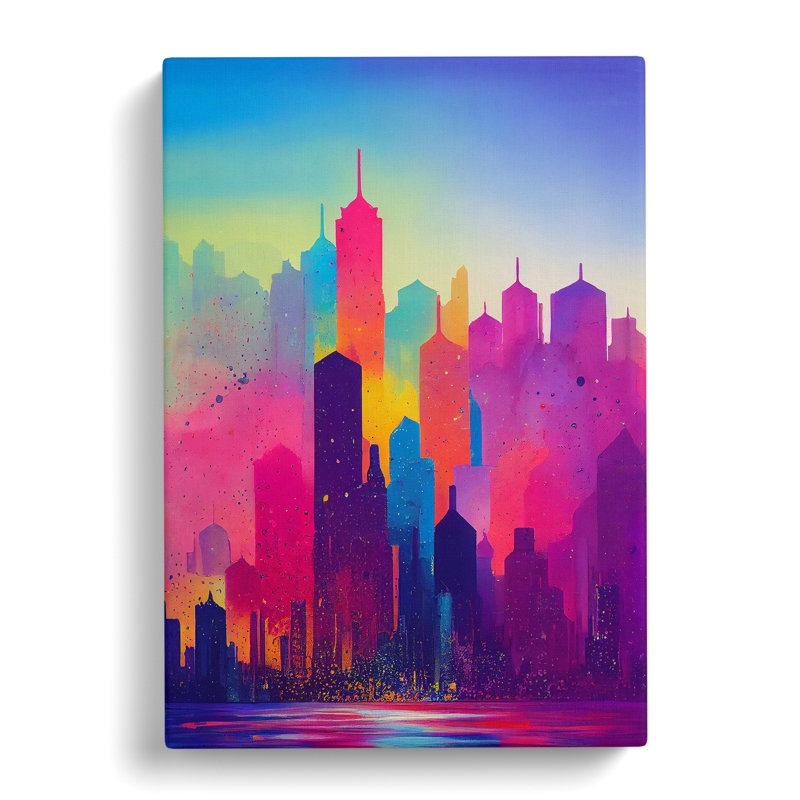 City Skyline In Colour No.5 Abstract - Wrapped Canvas Print, 50cm H x 35cm W x 3cm D