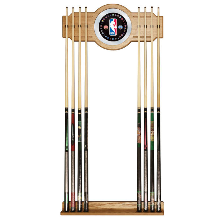 Support à queue de billard avec miroir nba, Logo NBA avec toutes les équipes, L 30 po x l 12 po