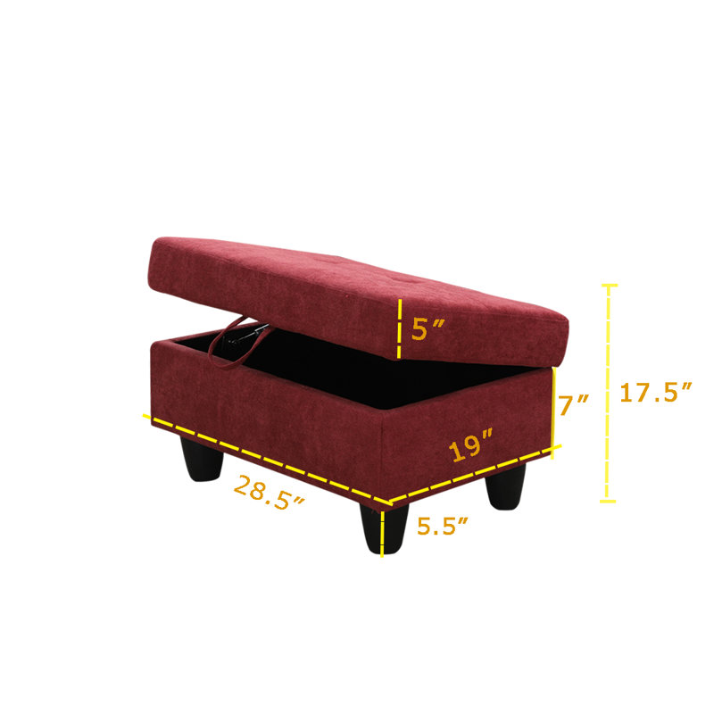 Upholstered Ottoman, Red