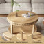 Table basse ronde en bois massif, plateau épaissi à 2 niveaux et pieds robustes-130122307