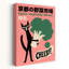 Kyoto Cat Broccoli Cheers Retro Whimsical Cat Wall Art Print 1 Piece Wrapped Canvas Wall Art-469899318