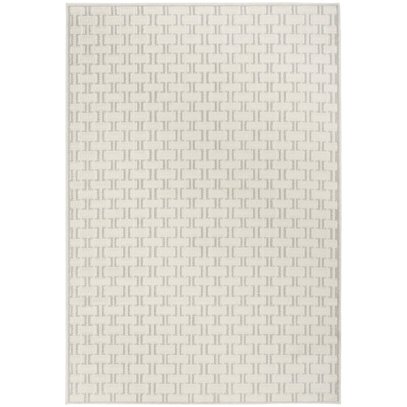 Tapis scandinave gris ivoire Ebern Designs Faunsdale, Rectangle 4pi x 6 pi