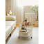 Table basse mobile ovale en verre et métal avec rangement