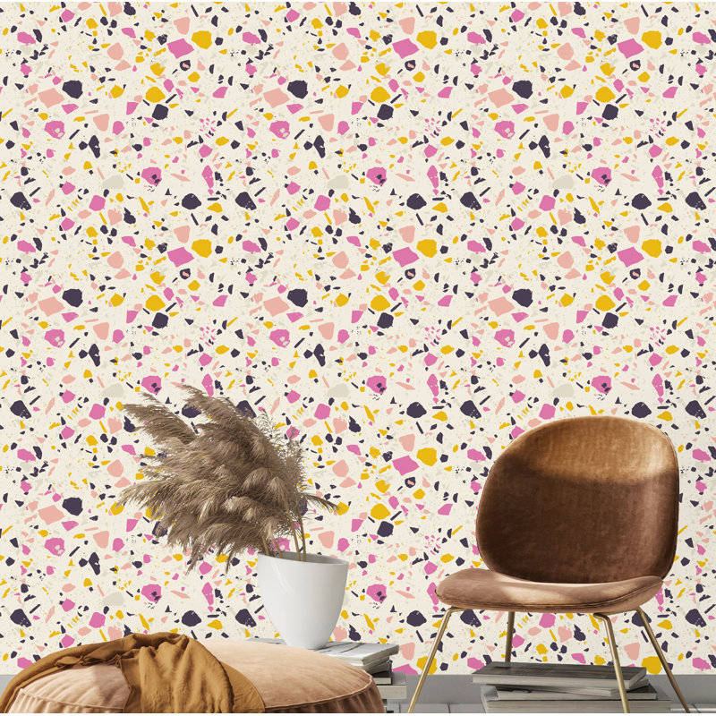 Terrazzo Rustic Pattern Peel And Stick Wallpaper, 16.67" L x 25" W