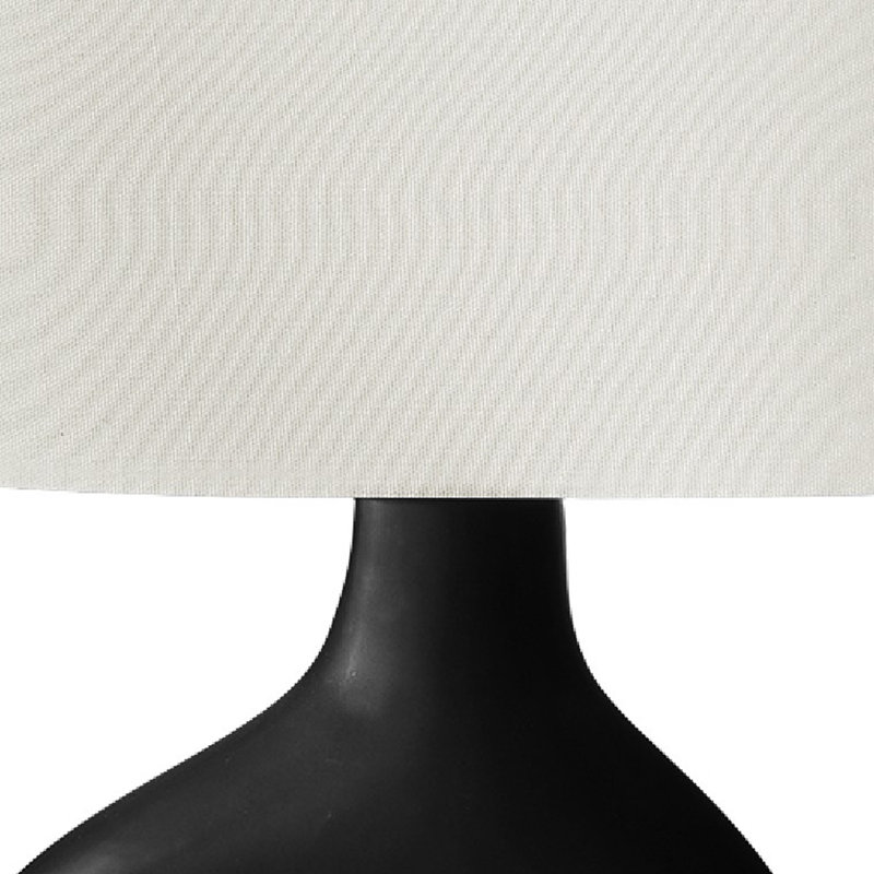 Lampe de table Nios, 25 po, base en céramique noire à 2 pieds, abat-jour en lin, Noir