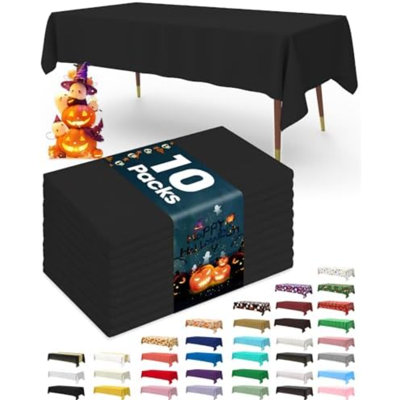 Nappes jetables en plastique noir, 137 x 396 cm (54 x 156 pouces), ensemble de 10.