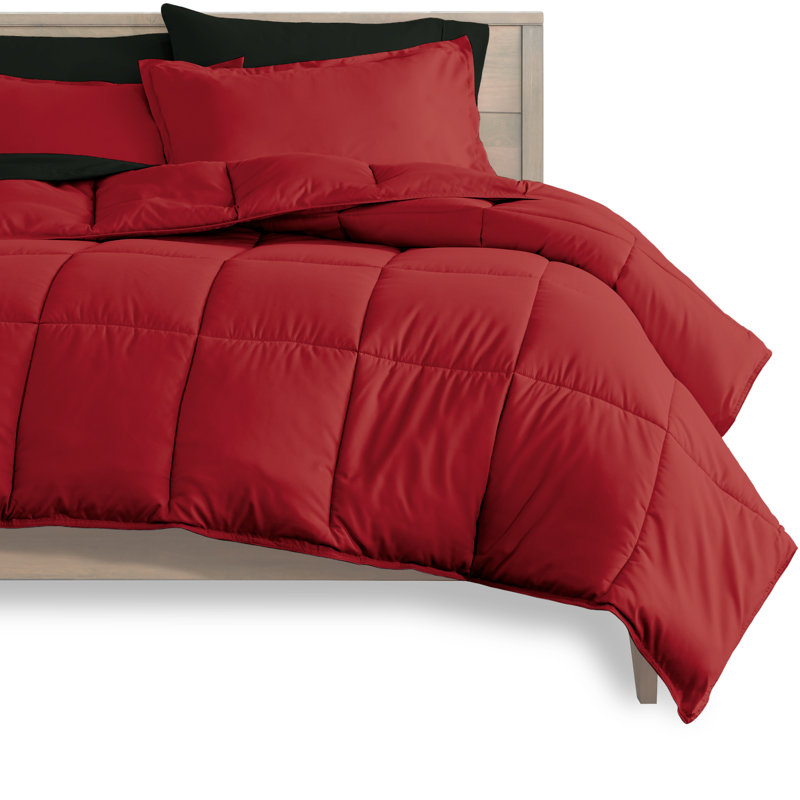 Modern & Contemporary Comforter, Red/Black, Twin Comforter + Pillowcases