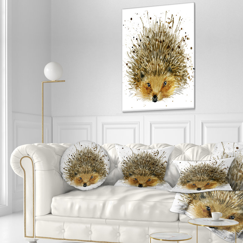 Coussin lombaire en aquarelle animal hedgehog