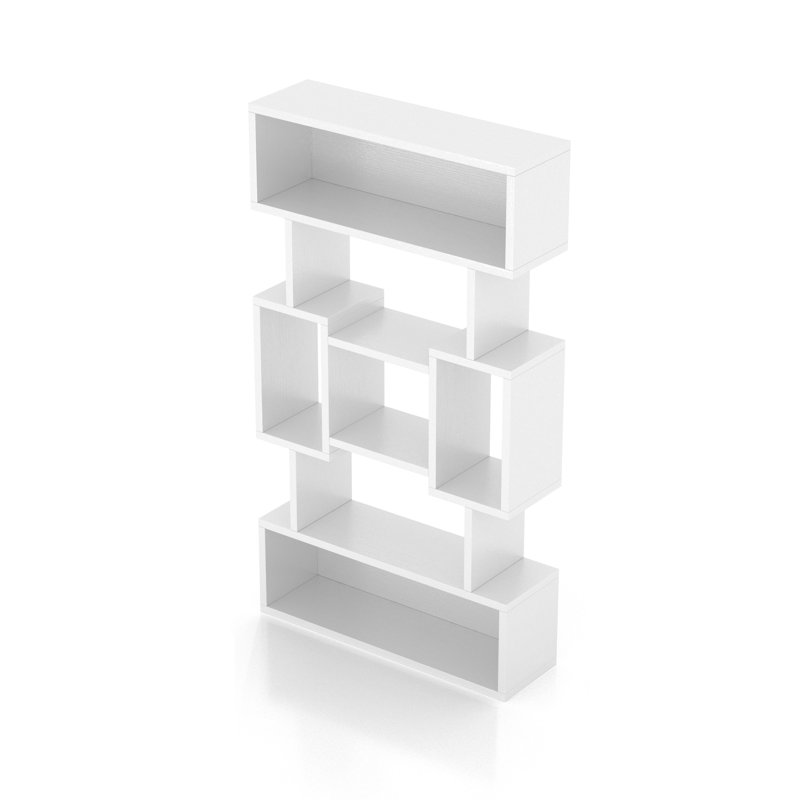  Bibliothèque à affichage géométrique H 70,6 "avec tablettes ouvertes, Blanc