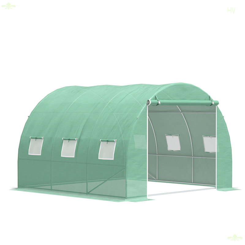 Outdoor Tunnel Greenhouse with PE Cover and Roll-Up Door for Garden Patio Plant Growing