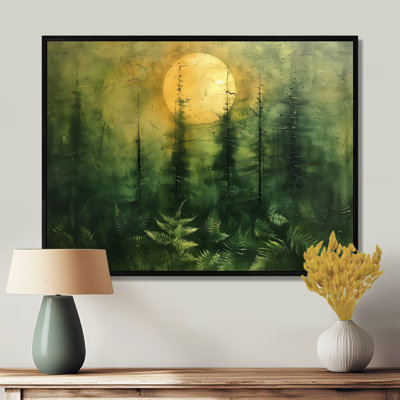Décoration murale vert forêt jaune pleine lune Fusion I - forêt