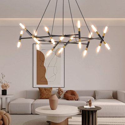 41" Modern Chandelier Light Fixture, Branch Design With Frosted Tubes, Adjustable Height Pendant Light(Bulb Not Included) 