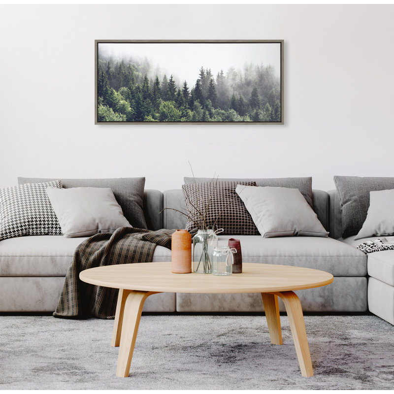 «Lush Green Forest on a Foggy Day» par The Creative Bunch Studio, reproduction d'art sur toile encadrée, L 40 po x H 18 po