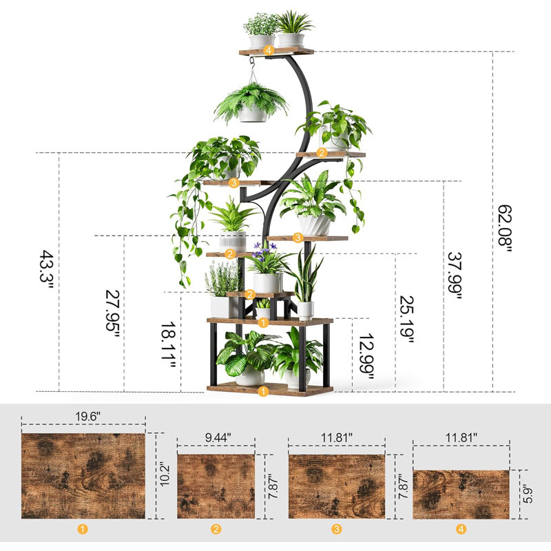 Support pour plante Irvina, Noir, noir, noir, noir