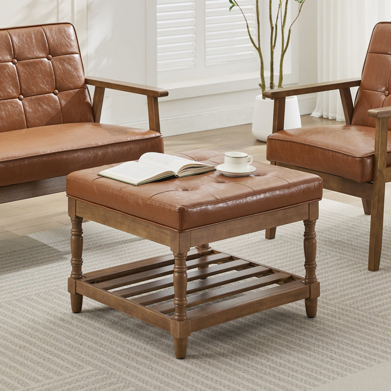 Table basse avec rangement Gladis, Plateau brun / base brun foncé